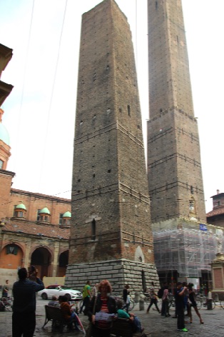 Bologna once had over 100 towers, built by the wealth to impress.  These two remain.