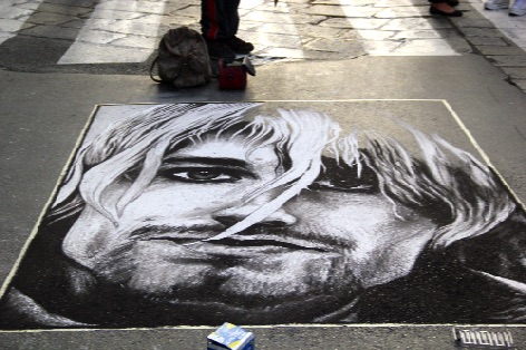 Drawing made of chalk on the street