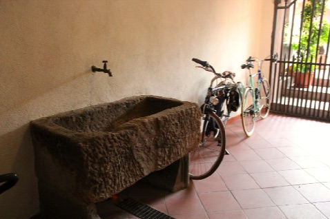 a very old watering trough - in the downstairs hall of our apartment building