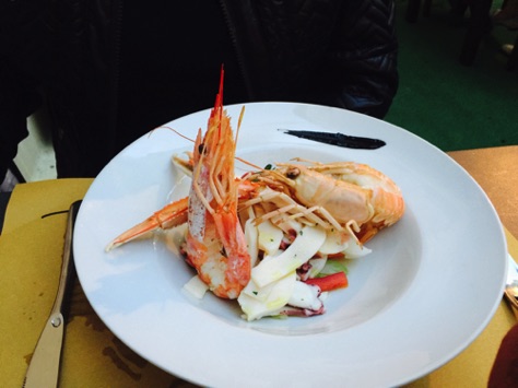 Seafood salad - shrimp, cuttlefish, and squid