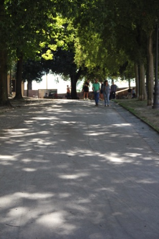 Road-like path leading to the wall