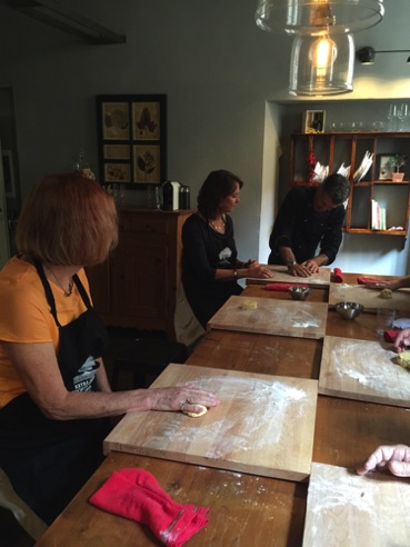 Ravioli preparation - everyone has a ball of dough to knead
