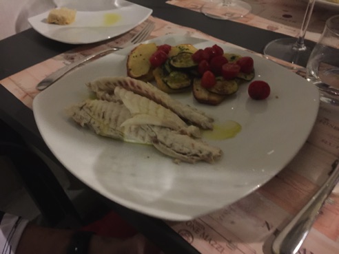 Sea bream with roasted potatoes & tomatoes
