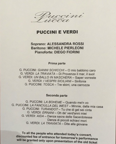 This evening's program, concerts held here 360 nights/year, On the other 5 are full Puccini operas