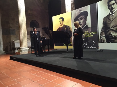 Duet (the panels in the back show Puccini at 3 stages of his life (from La Boheme to the unfinished Turandot)