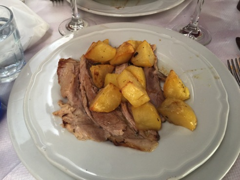Roast leg of pork with roasted potatoes