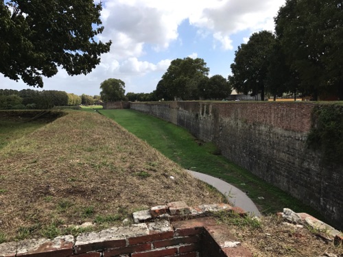 A view of part of the wall that surrounds Lucca