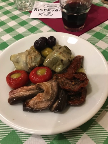 Marinated vegetables in olive oil