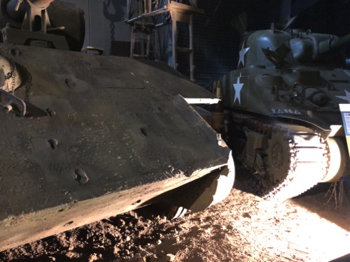 German Panzer on left, Sherman on right - notice the the Panzers armor thickness