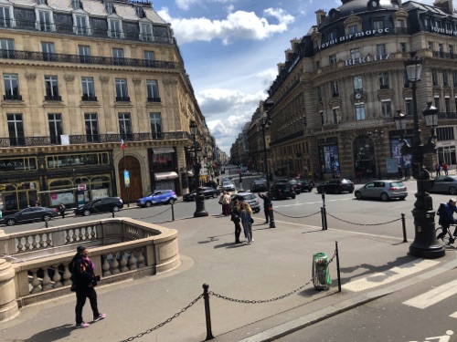 the only  street in Paris without trees -  Garnier  wanted no leaves or branches obstructing the view of his building