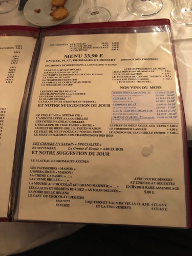 the menu